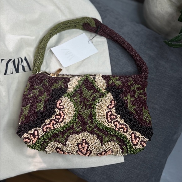 NWT Zara Woman Accessories Beaded BAG WITH EMBROIDERED DETAILS - Picture 5 of 10